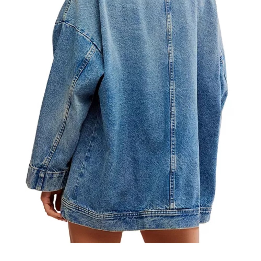 Free People Light Blue Oversized Denim Jean Jacket - Picture 2 of 3